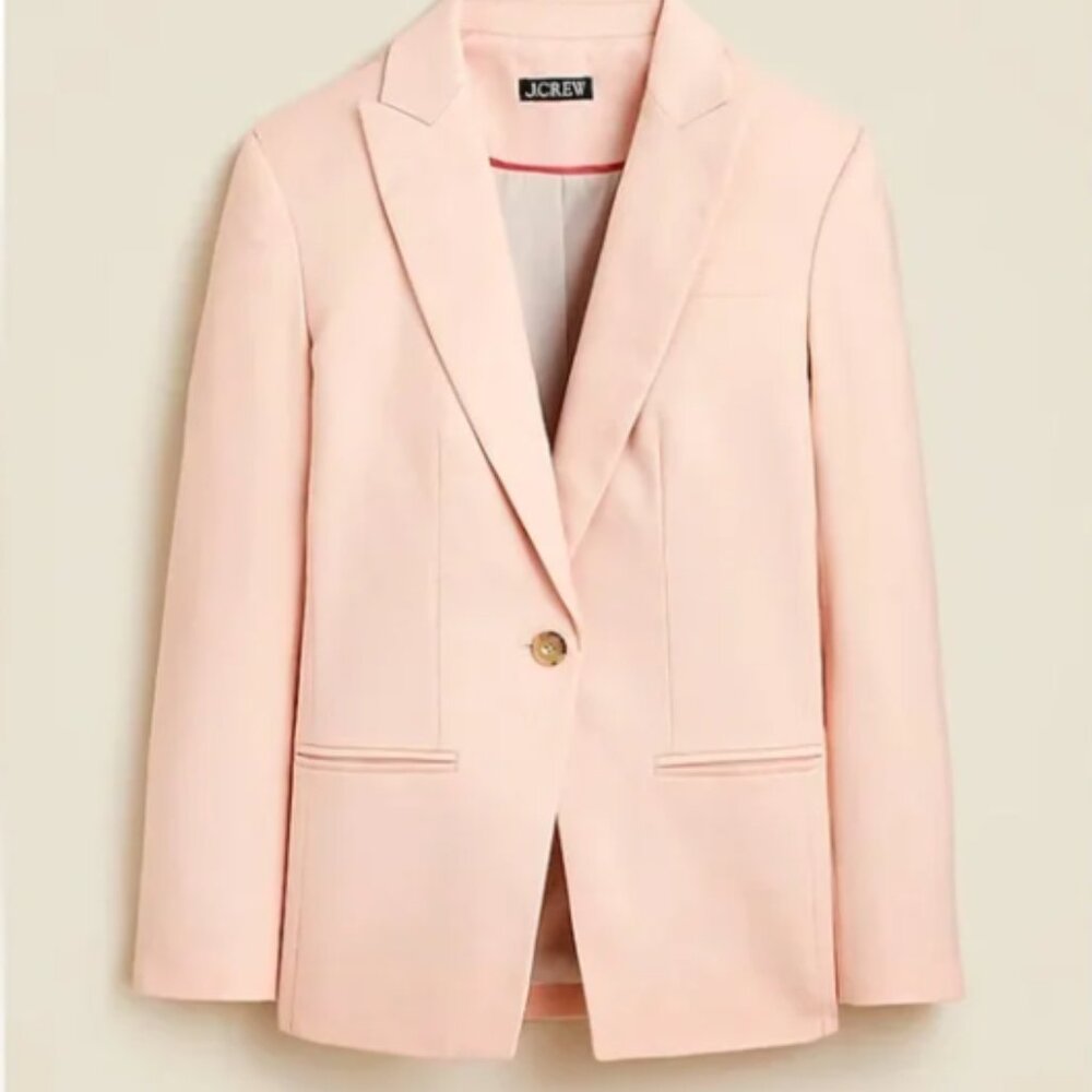 J Crew Blazer Womens 4 Pink Alexandra Linen Stretch Blend